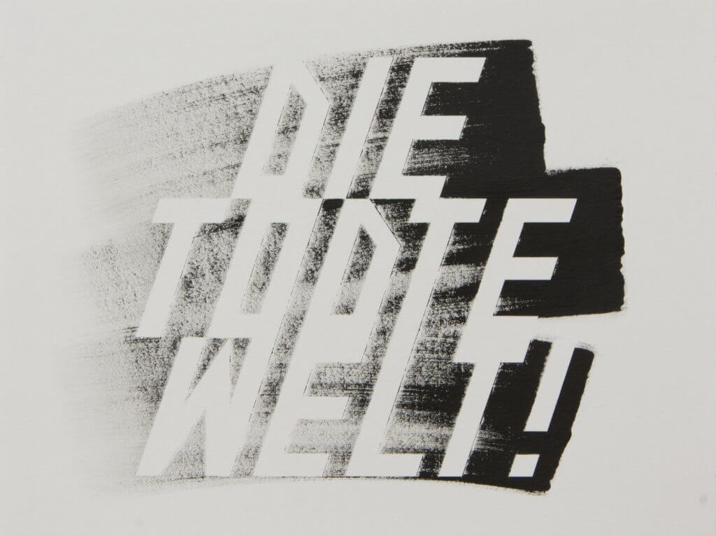 Lars Breuer Die todte Welt Aquarell Papierarbeit 2014 Addaux Artist Bielefeld Berlin Düsseldorf Grafik Schrift Galerie